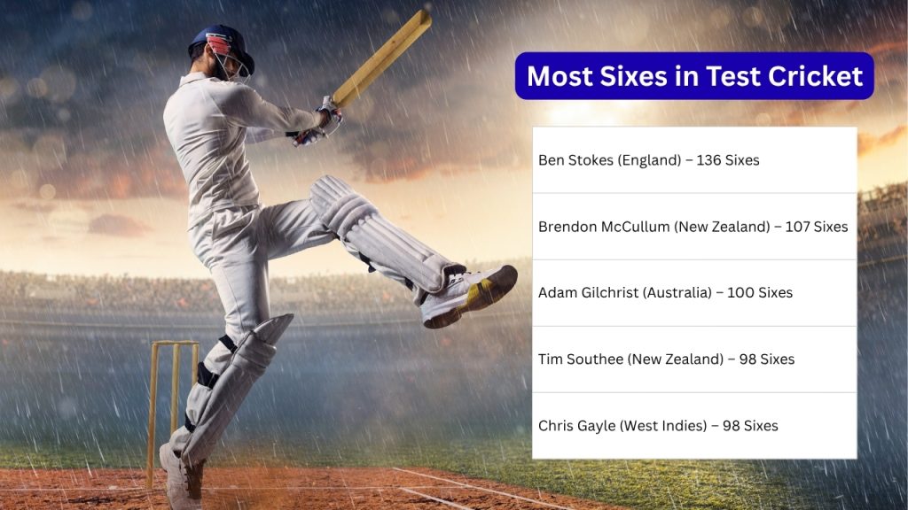 Most Sixes in Test Cricket